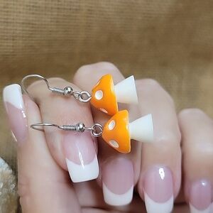 TANGERINE MUSHROOM DROP EARRINGS